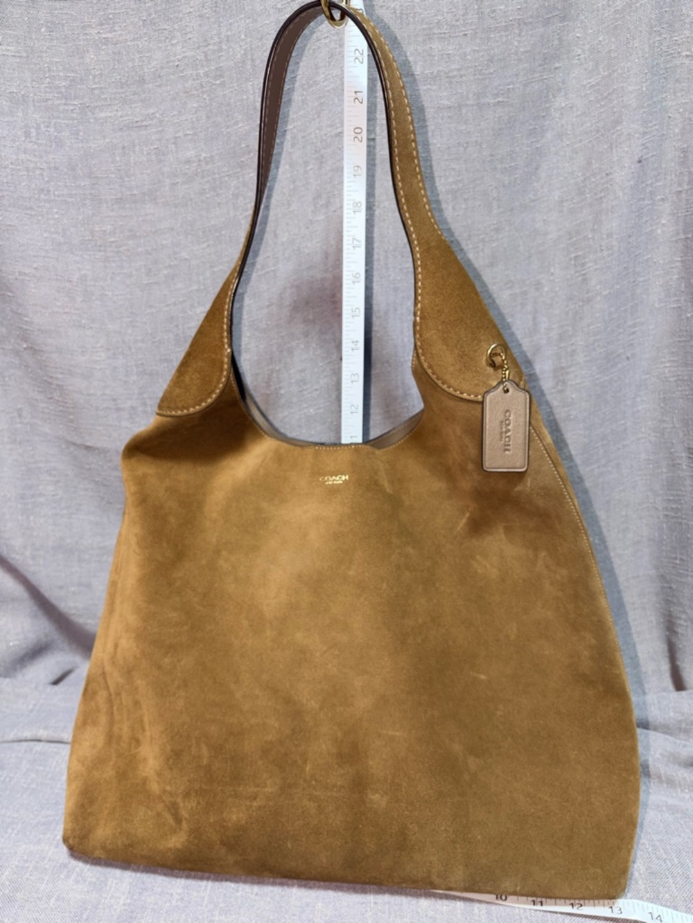 Coach Suede Shoulder Brooklyn 39 Hobo in Cognac Brown